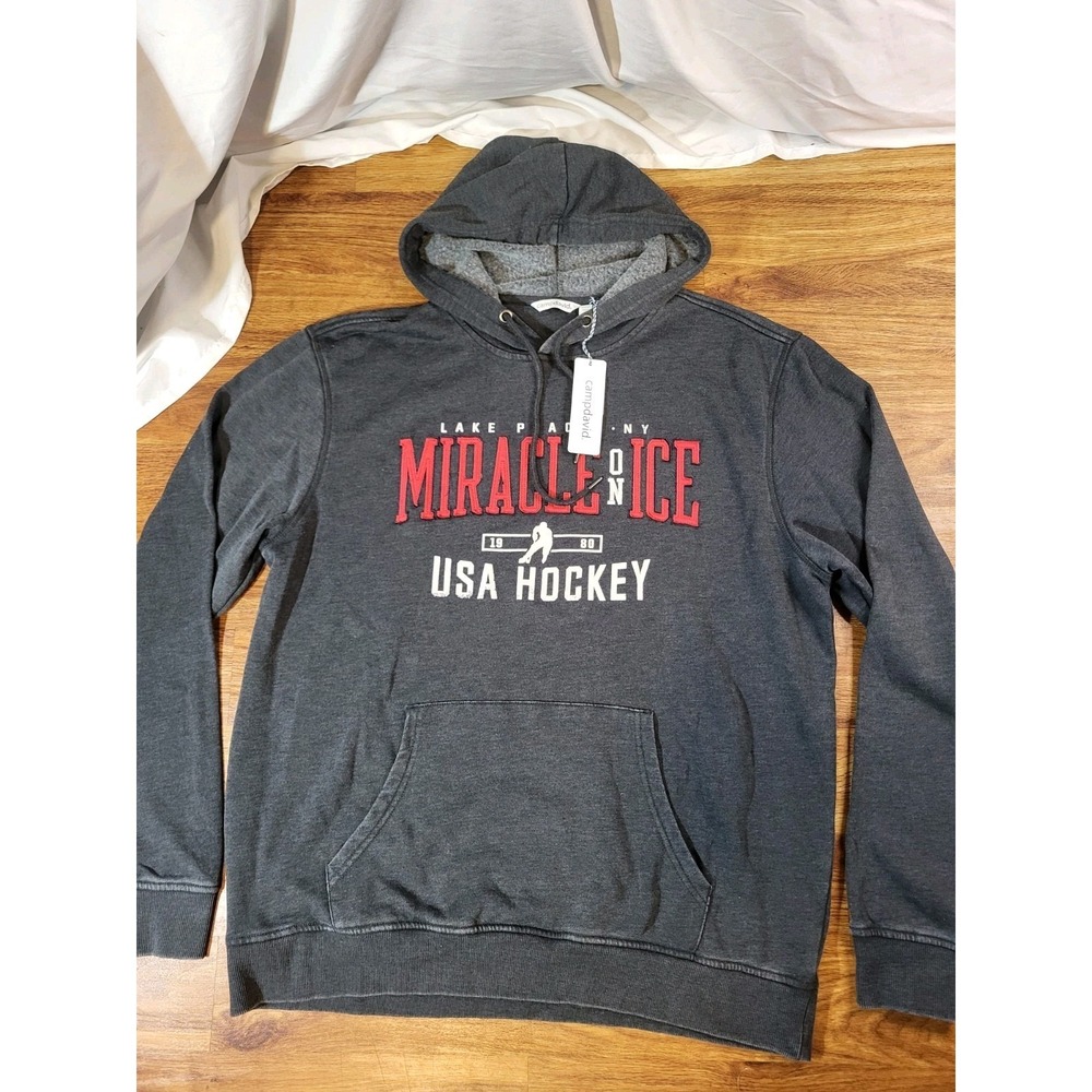 NWT Camp David Size XL Gray Miracle On Ice Hoodie Sweatshirt